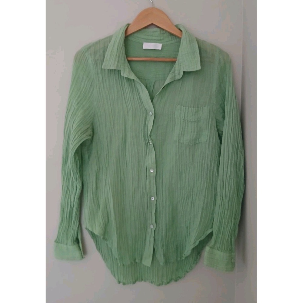 Monday Swimwear 100% Linen Button Up Shirt Size Medium Gauzy Beach Cover Up